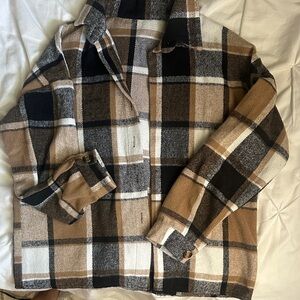 SHEIN Plaid Jacket in Brown and Black